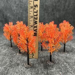 10pc Autumn Trees Vibrant Foliage Realistic Mini Landscaping Decor Plastic